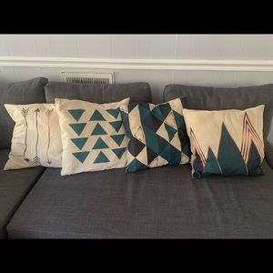 4 throw pillow covers teal boho couch arrow mountain home decor casual matching